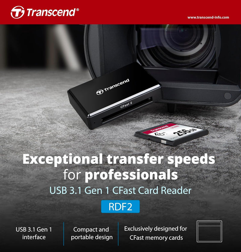 Transcend USB 3.1 Gen 1 CFast 2.0 Kartenleser TS-RDF2, Kartenleser