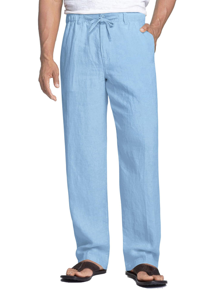 COOFANDY Herren Leinenhose mit Kordelzug Leicht Sommerhose Freizeithose Einfarbig Hose Lang für Männ