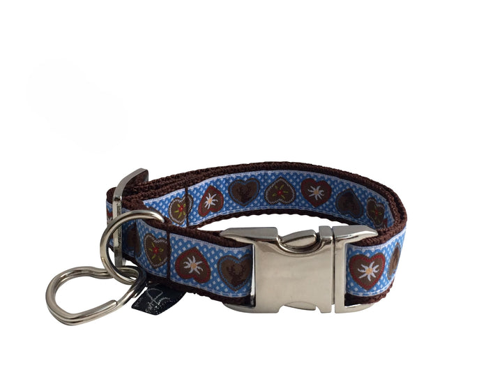 Jimmy und Katz Hundehalsband Alpenliebe Himmelblau 26-40cm x 2cm