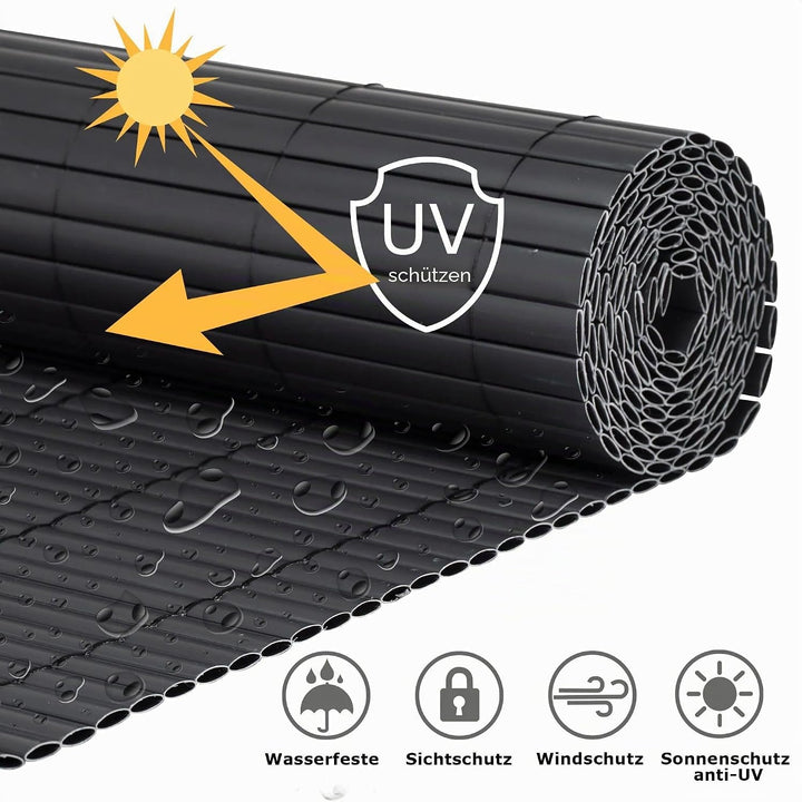 PVC Sichtschutzmatte - braun - 160 x 500 cm - Zaunsichtschutz, Sichtschutzzaun, Balkonverkleidung, Z