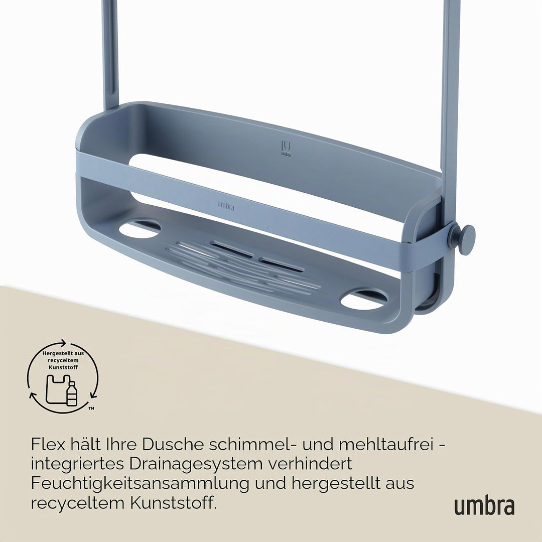 Umbra Flex Hängende Duschablage mit 2 Ablagen, Badewannenablage und Bad-Organizer, Schieferblau, Sch