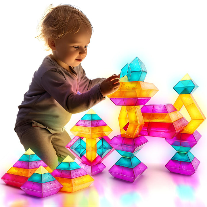 MAKE KIDS SMILE BUBBLE FUN Bausteine für Kleinkinder ab 3 4 5 6 Jahre,30 Stück Pyramide Stapelspielz