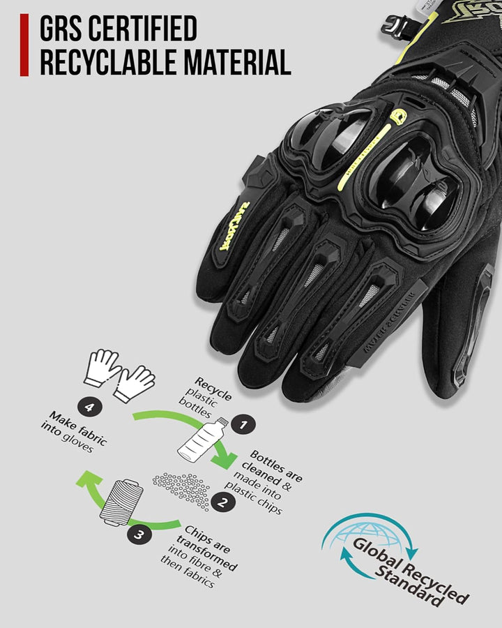IRON JIA'S Winter Motorradhandschuhe Herren CEZertifizierung Wasserdichter und Warmer 3M Baumwolle S