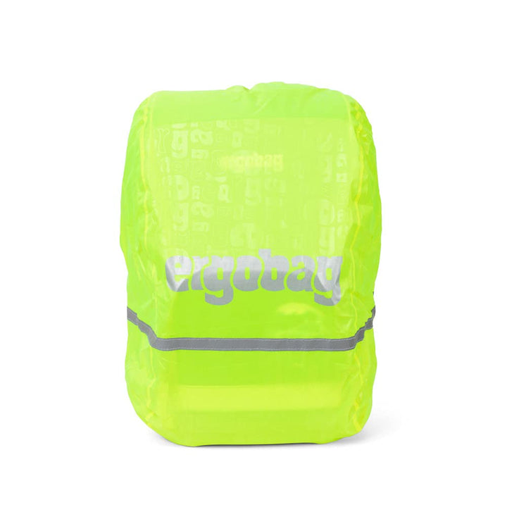 Ergobag Regencape für Schulrucksäcke, wasserdicht, Leuchtfarben, Reflektoren, Gummizug, Gelb Glow