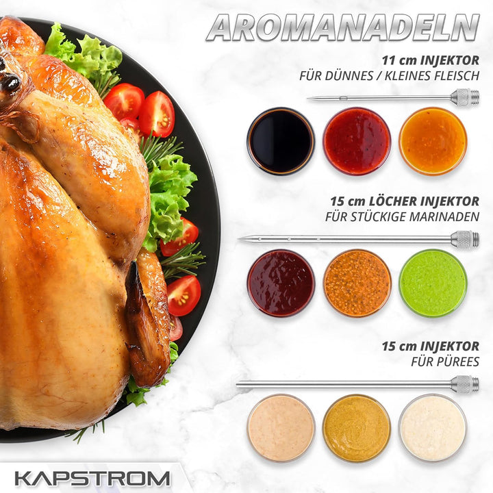 Fleischinjektor-Spritzen-Set mit 3 Marinadennadeln, Grillwerkzeug aus Edelstahl mit 2 Unzen Fassungs