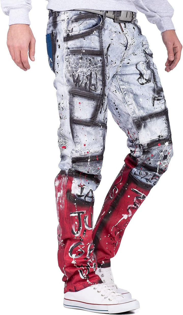 Cipo & Baxx Herren Jeans modernes extravagntes Design 38W / 34L Iceblue - 89, 38W / 34L Iceblue - 89
