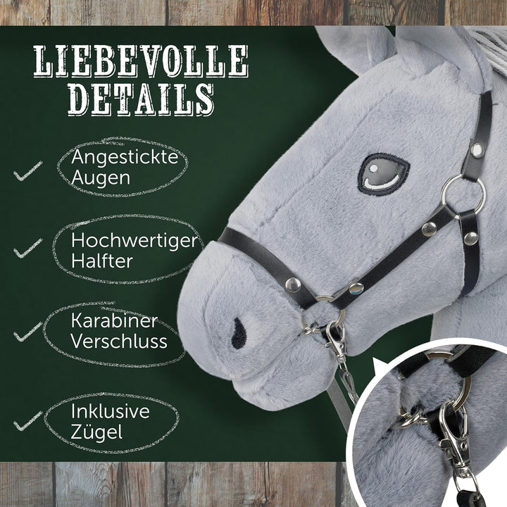 Pink Papaya Hobby Horse, mit Halfter und Trense Ronja, Steckenpferd fürs Hobby Horsing, Pferd zum Re