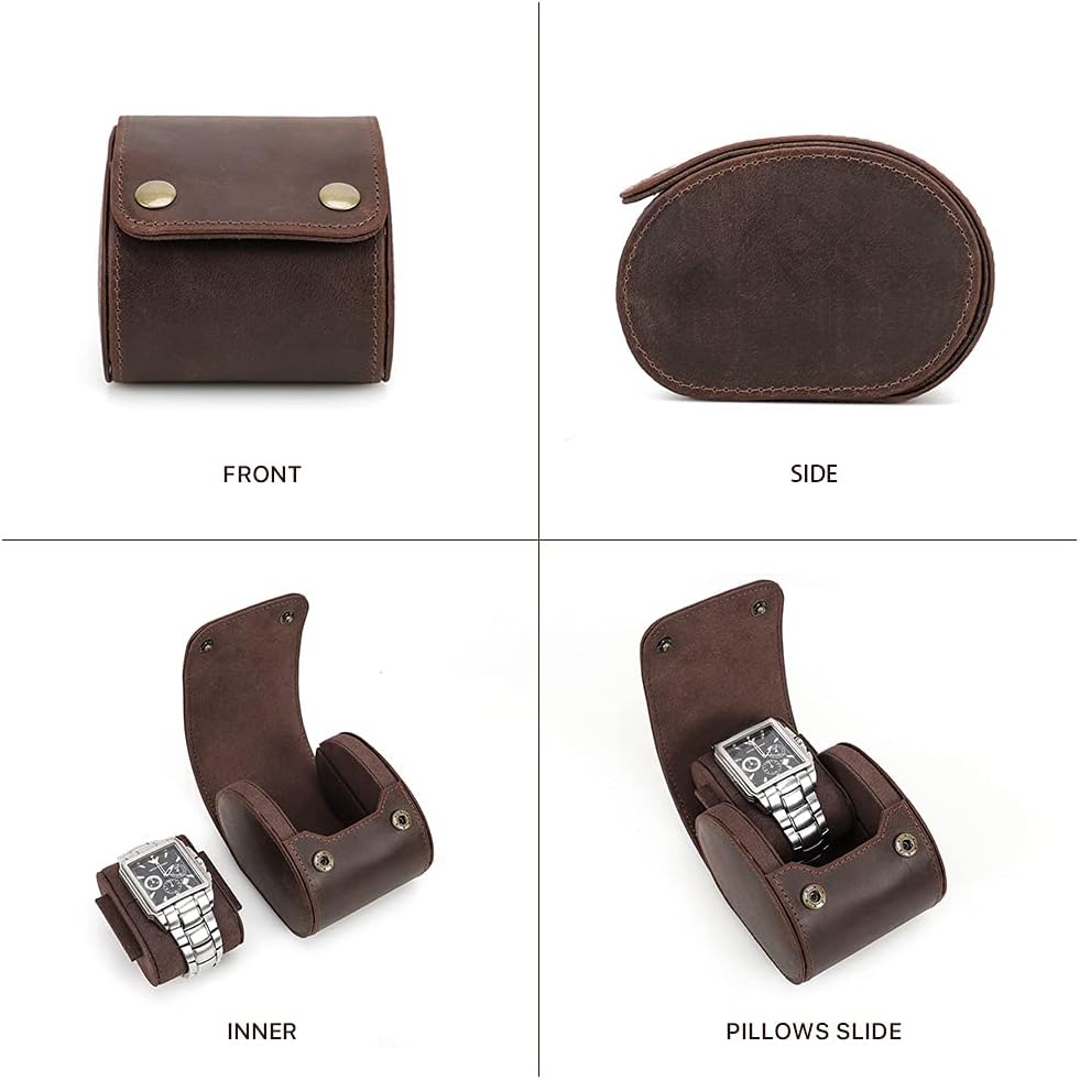 Hiram Echtes Leder 1 Uhr Reiseetui Rolle Handgefertigte uhrenetui reise Uhrenbox uhrenrolle echtlede