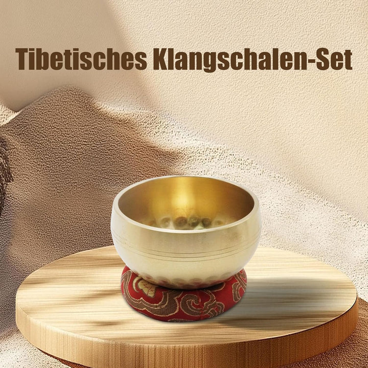 Tibetisches Klangschalen-Set, Durchmesser 8 cm mit einzigartigem Design, einschliesslich Holzschläge