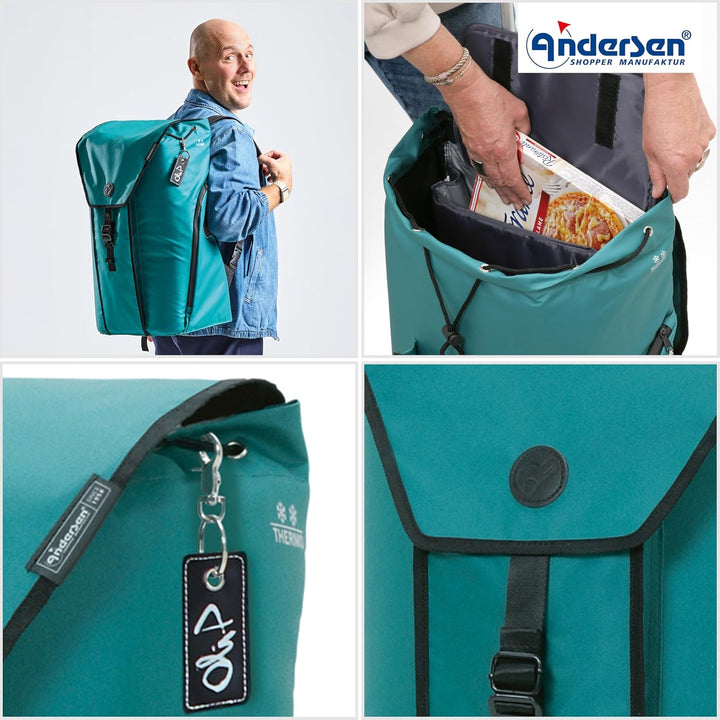 ANDERSEN Einkaufstrolley - Royal Shopper Oli.P 3.0 Petrol 50 L Einkaufswagen, hochwertig, Rucksack,