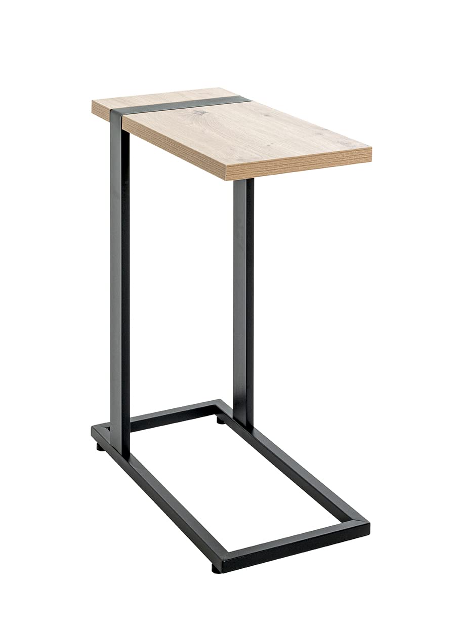 HAKU Möbel Beistelltisch, Metall, eiche, schwarz, B 24 x T 49 x H 64 cm
