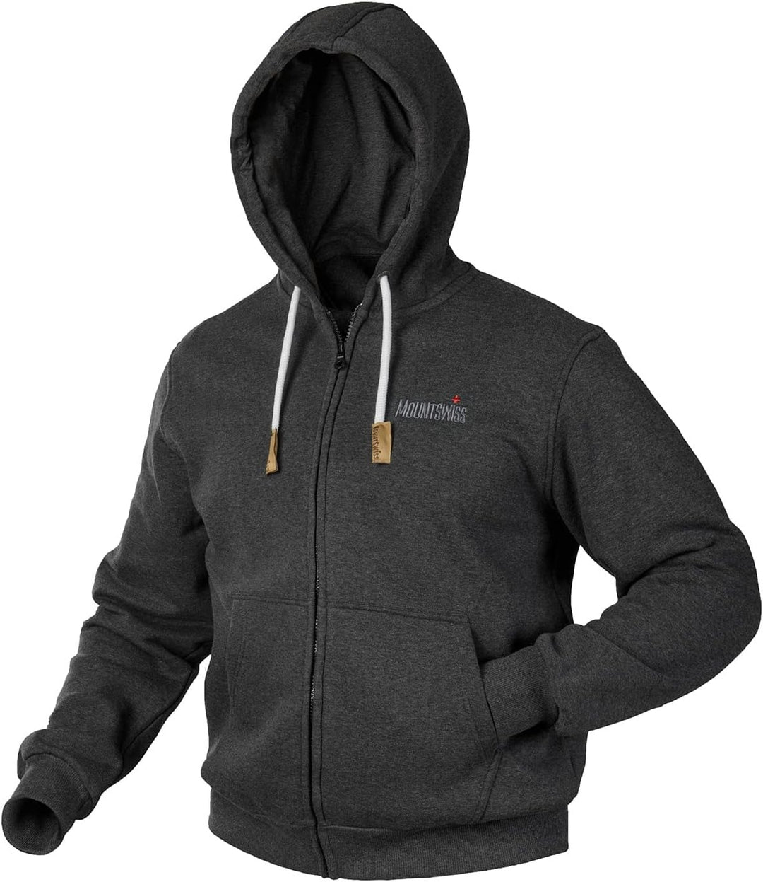Mount Swiss Herren Damen Sweatjacke Kapuzenjacke Hoodie Leon, Langarm mit Kapuze und Reissverschluss