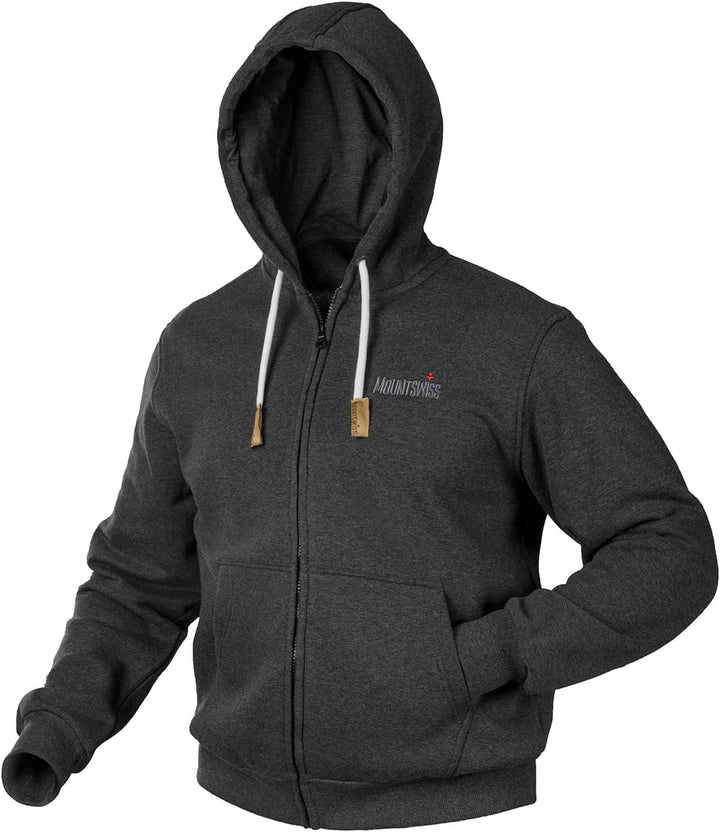 Mount Swiss Herren Damen Sweatjacke Kapuzenjacke Hoodie Leon, Langarm mit Kapuze und Reissverschluss