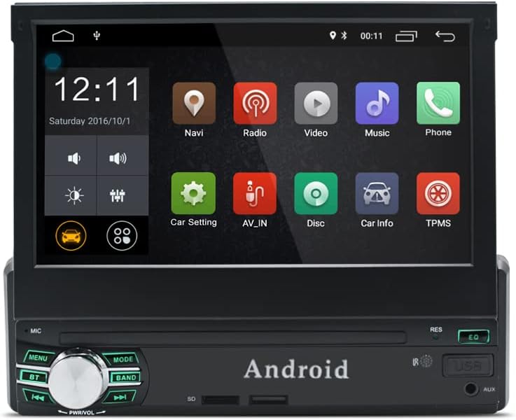 EZoneTronics Android 6.0 Flip Out 1Din Autoradio Stereo 7 Zoll Kapazitiver Touchscreen High Definiti