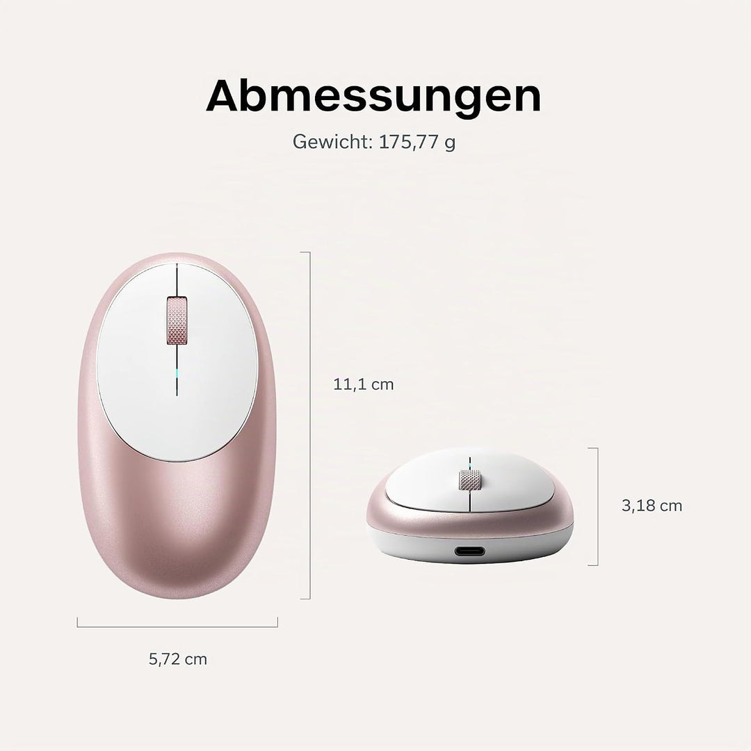 SATECHI Aluminium M1 kabellose Bluetooth-Maus mit wiederaufladbarem Typ-C-Anschluss – Für M2/M1 MacB
