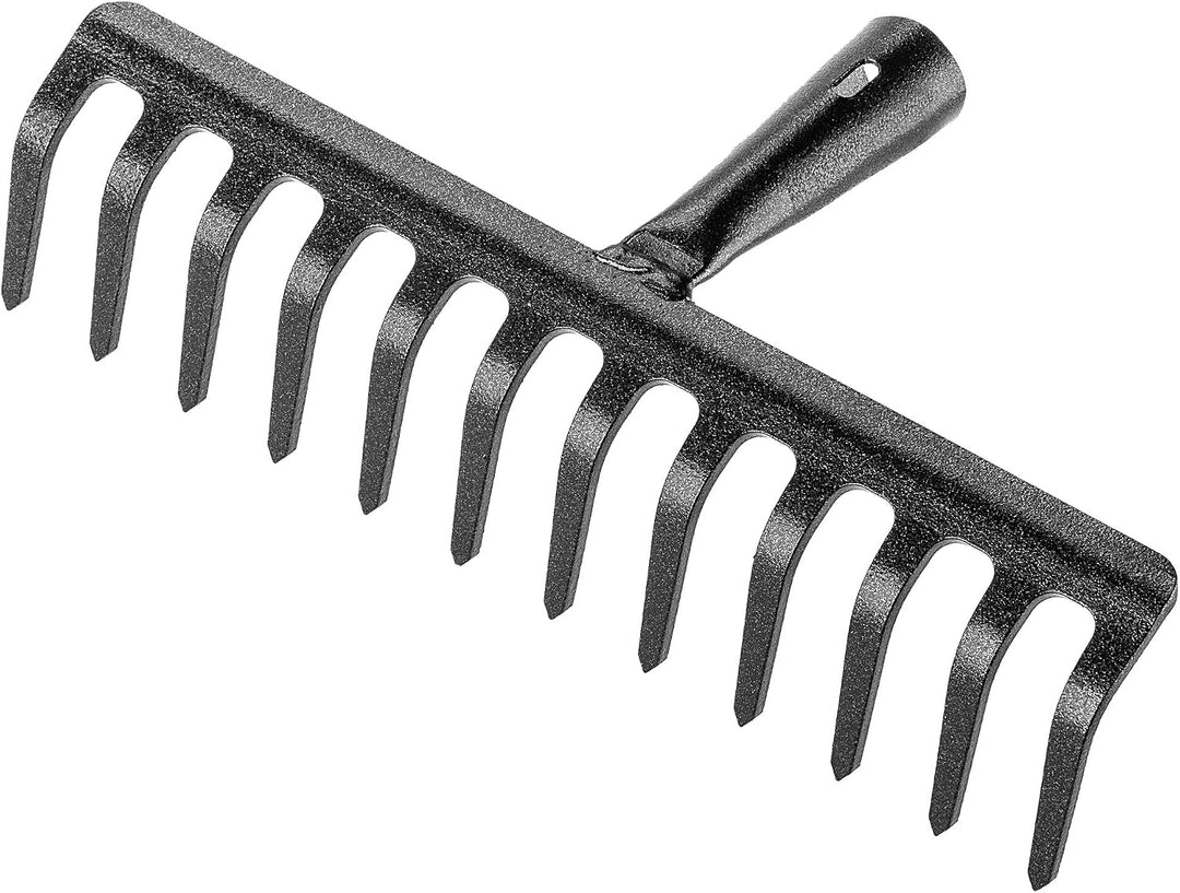 KADAX Gartenharke ohne Stiel, Gartenrechen aus Stahl, Rasenrechen für Gartenpflege, Robuste Rasenhar