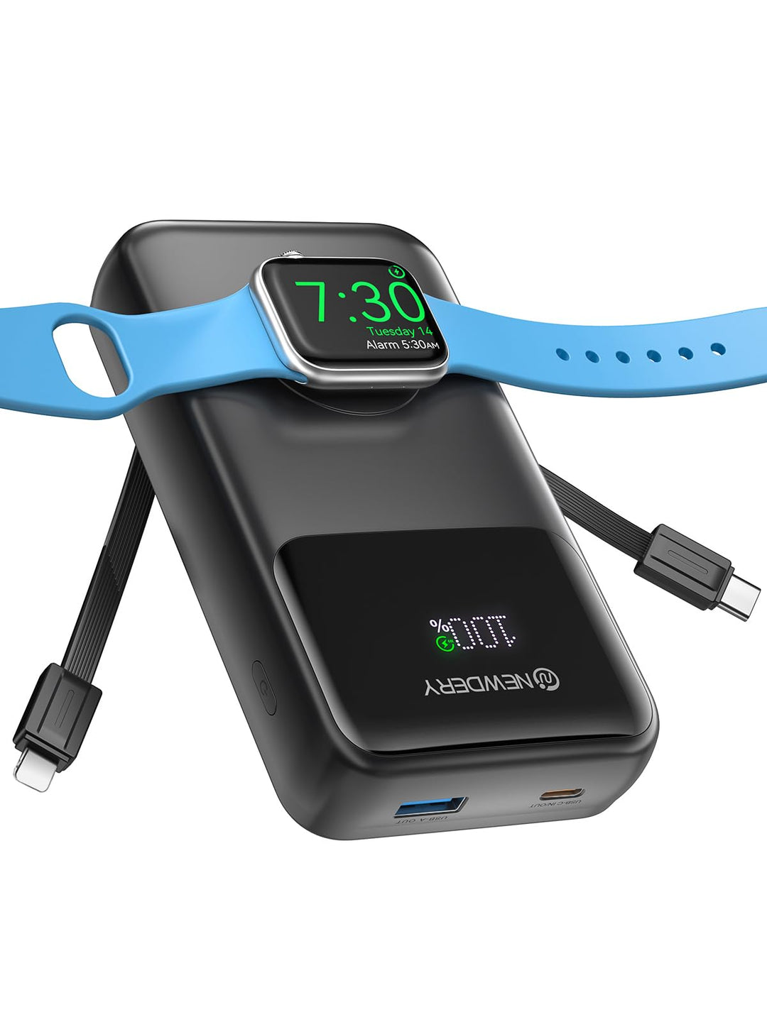 NEWDERY Powerbank für Apple Watch & iPhone Ladegerät 20000mAh Drahtloses Ladestation Power Bank, Sch