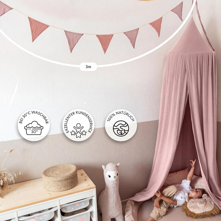 LILIMAUS Sternen Wimpelkette Stoff [mit Goldapplikation in 12 Farben] Wimpelkette Kinderzimmer - 100