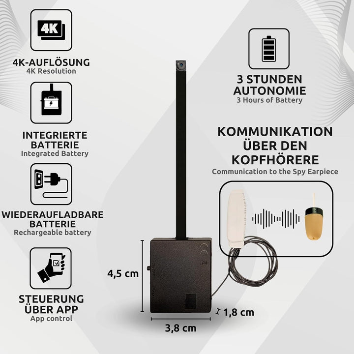 PingaOculto Mini WLAN-Sicherheitskamera 4K für Smartphone mit Live-Ansicht - Fernzugriff und Manuell