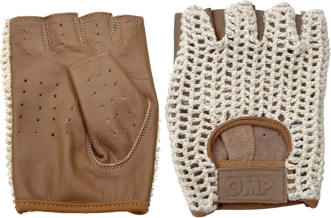 OMP OMPIP/747/M/S Tazio Retro-Lederhandschuhe Creme/braun, Grösse S S Braun, S Braun