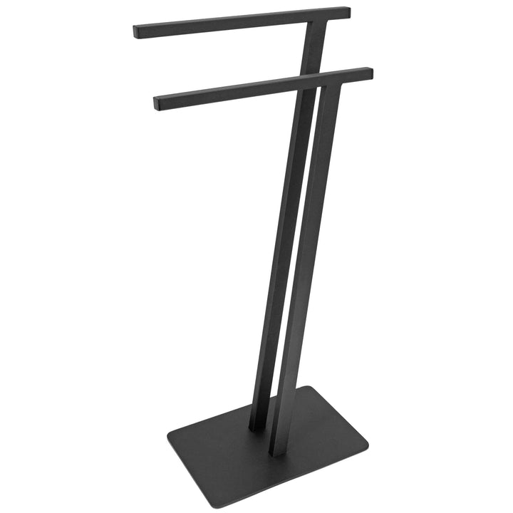 Handtuchständer Silvia Zweifach Freistehend Bodenplatte | aus Stahl | Breite 40cm Höhe 85cm | schwar