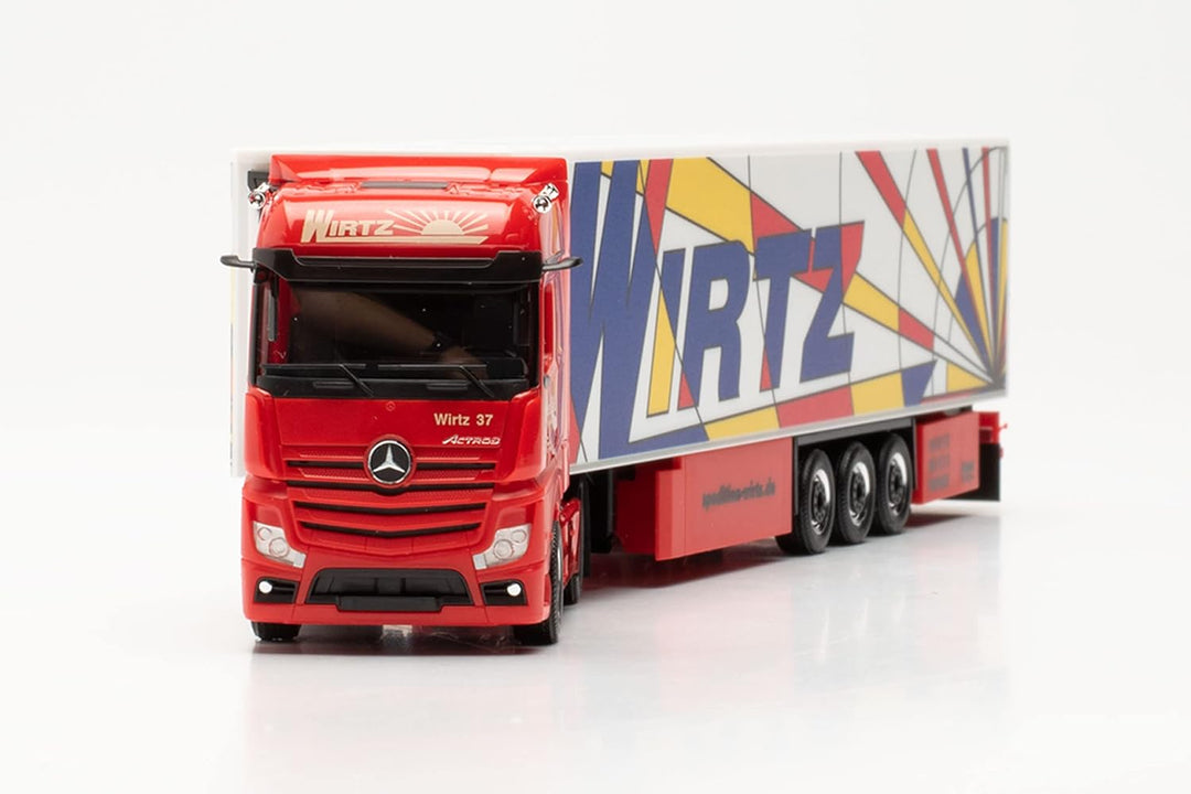 Herpa LKW Modell Mercedes-Benz Actros '18 Bigspace 15 Meter Kühlkoffer-Sattelzug Wirtz Popart, Minia