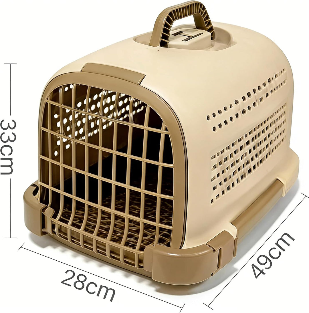 Transportbox für Haustiere für Katzen und kleine Hunde 49 * 28 * 33CM | belüfteter Reisekäfig mit Ha