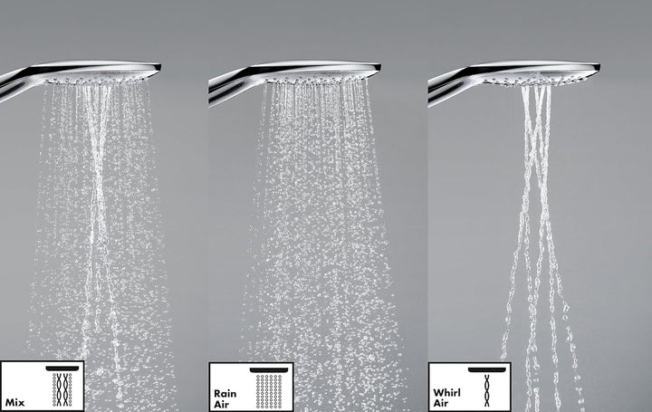 hansgrohe Raindance Select E 150 wassersparender Duschkopf, 3 Strahlarten, Weiss/Chrom 3 Strahlarten