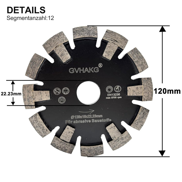 GVHAKG Schutzzähne Tuck Point Diamantsägeblatt zum Trockenschneiden von genutetem mittelhartem Beton