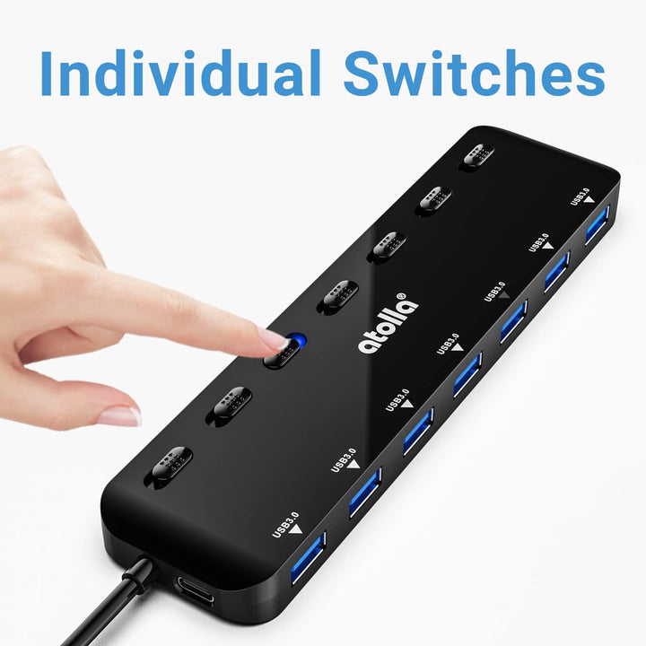 USB HUB, atolla USB Verteiler mit 7 USB3.0 Ports, Mehrfach USB 3.0 Daten Hub mit 100cm Erweitert Kab