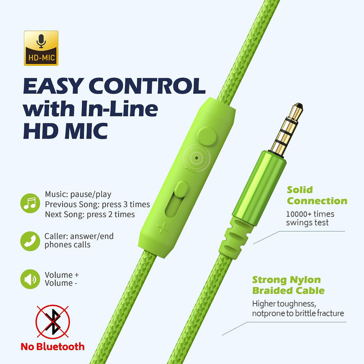 AILIHEN C8 Kopfhörer mit Kabel und Mikrofon, faltbar und verstellbar, On-Ear-Headsets, Lautstärkereg