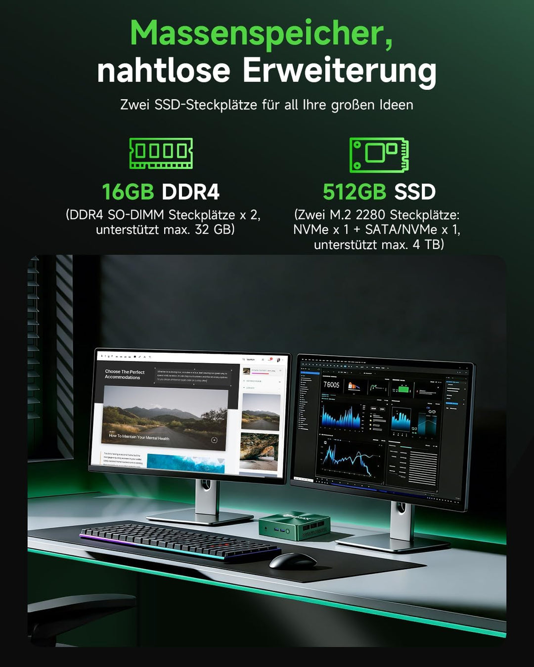 BMAX B6 Turbo Mini PC Intel Core i5-8257U 3.9GHz, 16GB DDR4 512GB NVMe SSD Micro Computer, 4K@60Hz D