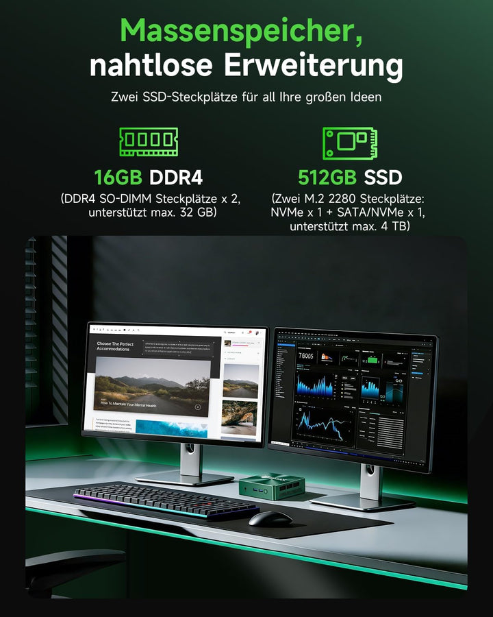 BMAX B6 Turbo Mini PC Intel Core i5-8257U 3.9GHz, 16GB DDR4 512GB NVMe SSD Micro Computer, 4K@60Hz D