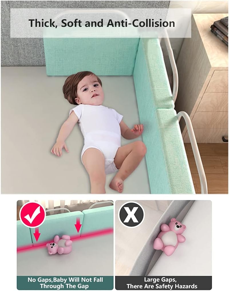 Bettgitter für Kinder, 50cm Grün Rausfallschutz Bett, 5-Stufen Höhenverstellbar, für Kinderbetten, E