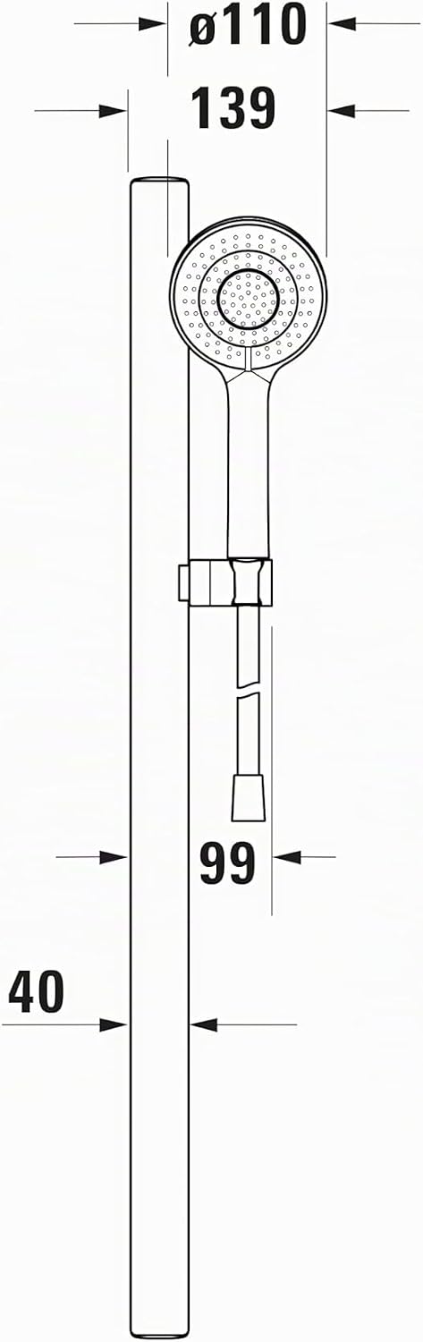 Duravit Brauseset, Duschset mit 3 Strahlarten (Rain, Pulse, Mono), Duschstange (810 mm) mit wassersp