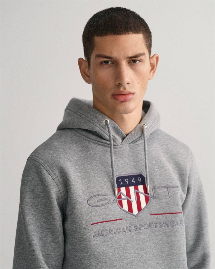 GANT Herren Reg Archive Shield Hoodie Kapuzenpullover S Grey Melange, S Grey Melange