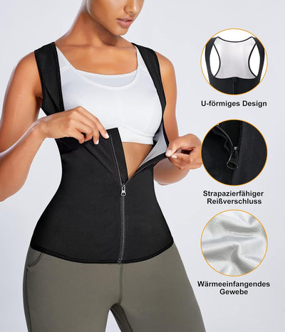 Bingrong Damen Sauna Effekt Anzug Sauna Weste Unterbrust Korsett Bauchweg Sauna Thermo Tank Top Fitn