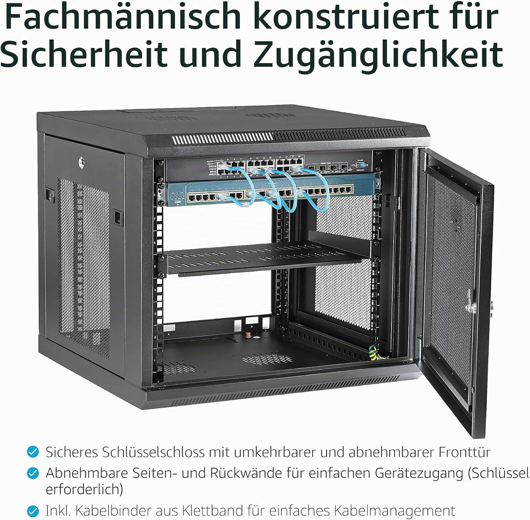 StarTech.com 9HE Wandmontage Serverschrank/Rack - 4 Pfosten Einstellbare Tiefe (5 bis 48 cm) Netzwer