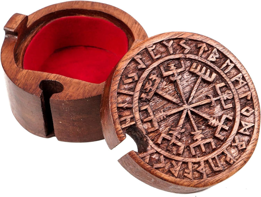 Windalf Vikings Schmuckdose COMPA Ø 9 cm Wikinger Kompass Vegvisir Schmuckschatulle Geschenkbox Hand
