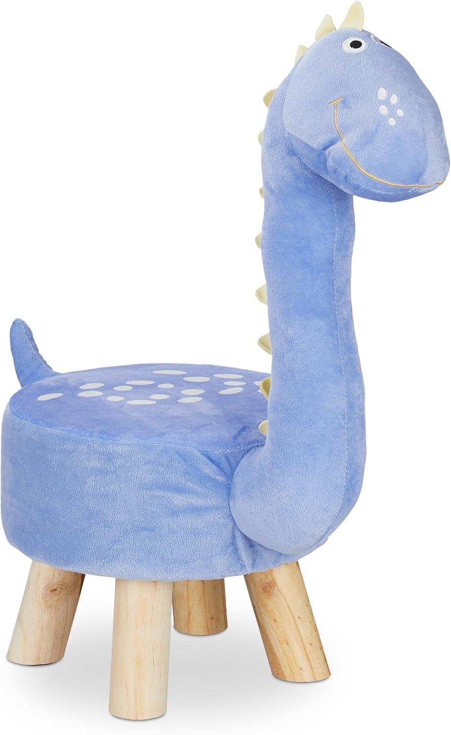Relaxdays Tierhocker Dino für Kinder, Plüschbezug, rund, Sitzgelegenheit Kinderzimmer, Kinderhocker