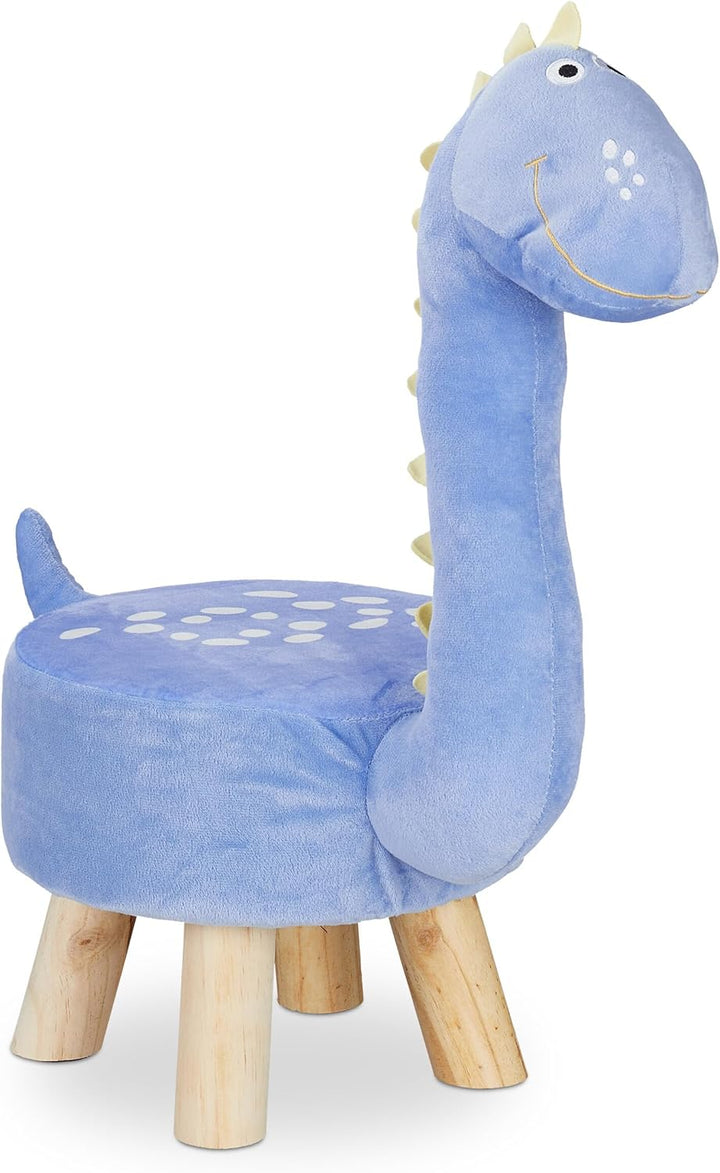 Relaxdays Tierhocker Dino für Kinder, Plüschbezug, rund, Sitzgelegenheit Kinderzimmer, Kinderhocker