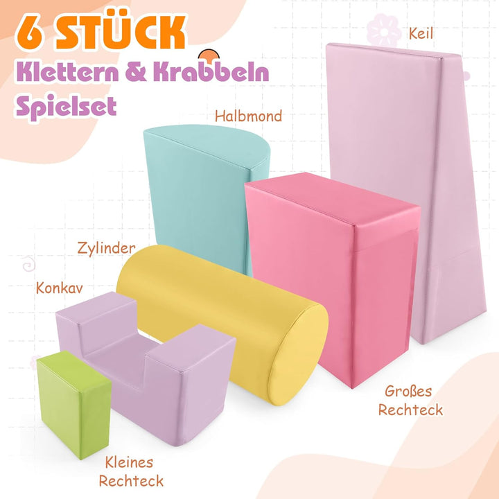 COSTWAY 6 STK. Schaumstoffbausteine, Riesenbausteine zum Toben und Klettern, Softbausteine aus Schau