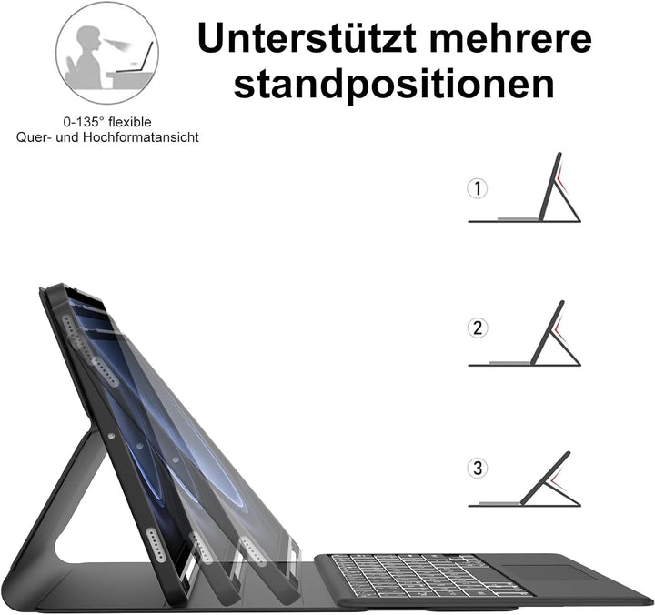 Samsung Galaxy Tab S9 FE Hülle mit Tastatur, Samsung Tablet Tastatur mit Touchpad für Galaxy Tab S9