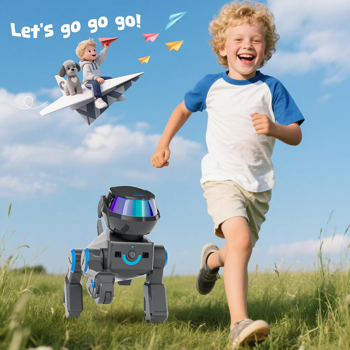 Ferngesteuerter Spielzeug Roboter Hund für Kinder, Schlau Roboter Programmierbar Welpen Spiele mit B