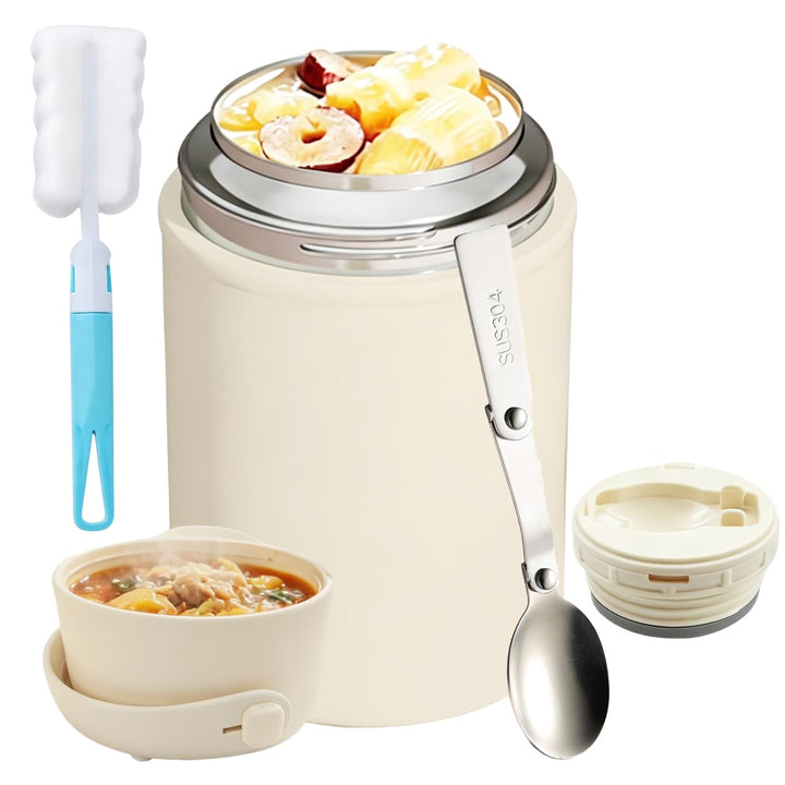 Aohcae Thermobehälter für Essen 850ml, Edelstahl, Auslaufsicher Warmhaltebehälter Essen mit Löffel &