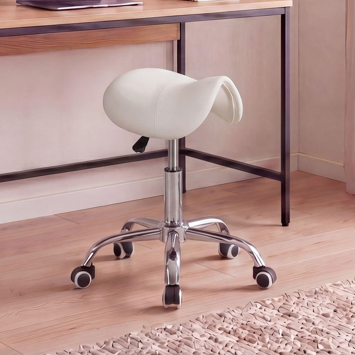 FineBuy Menton - Sattel-Hocker | Arbeitshocker mit Kunstleder-Bezug | Sitzhocker ist höhenverstellba
