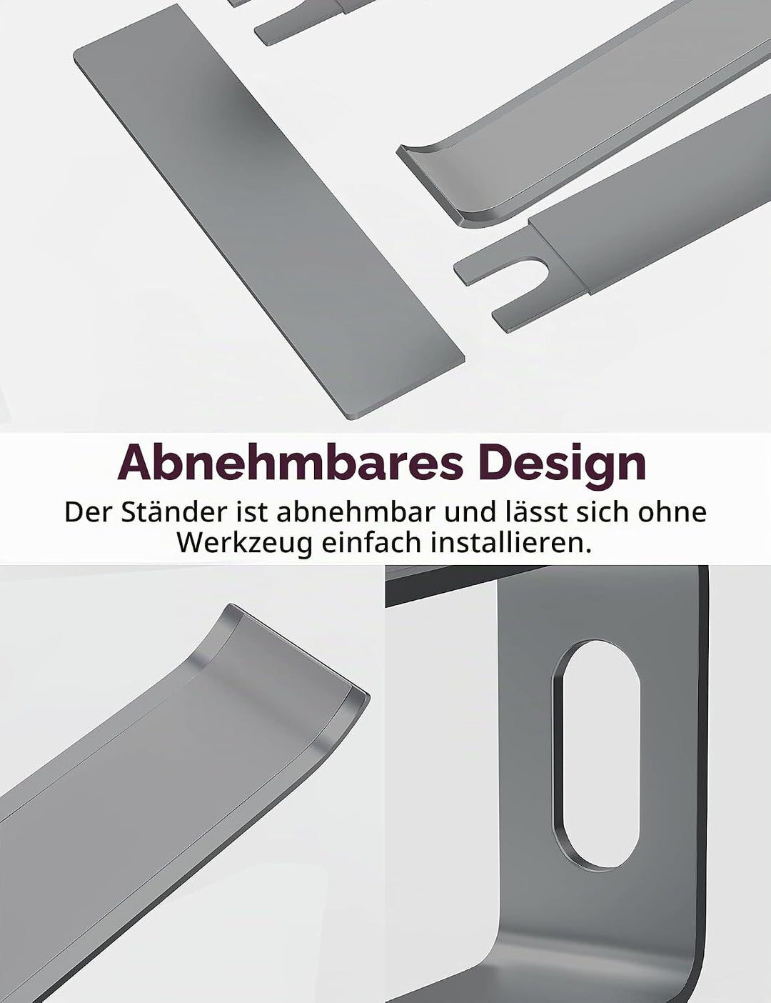 ALASHI Laptop-Ständer für Schreibtisch, Aluminium-Computer-Erhöhung, ergonomischer Notebook-Halter,