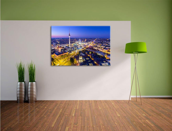 Berlin City Panorama, Format: 100x70 auf Leinwand, XXL riesige Bilder fertig gerahmt mit Keilrahmen,