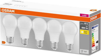 OSRAM LED-Lampe, Sockel: E27, Warm White, 2700 K, 8,50 W, Ersatz für 60-W-Glühbirne, matt, LED BASE