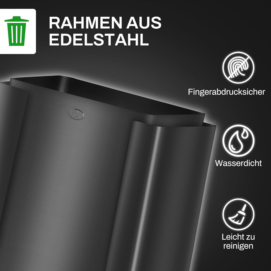 HOMCOM Mülleimer Küche 3 x 15 L Treteimer mit Softclose-Deckel und Pedal Mülltrennsystem 3 Fächer in
